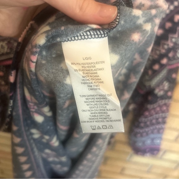 Cuddl Duds Brushed Sweater Knit Long Sleeve Sleepshirt Blue Fair Isle Size L - Picture 6 of 7